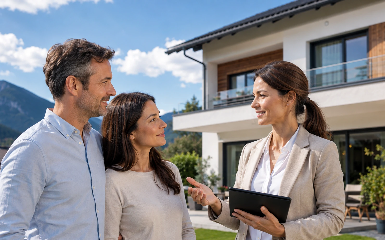 Symbolische Vorbereitung und Besprechung eines Immobilientermins.